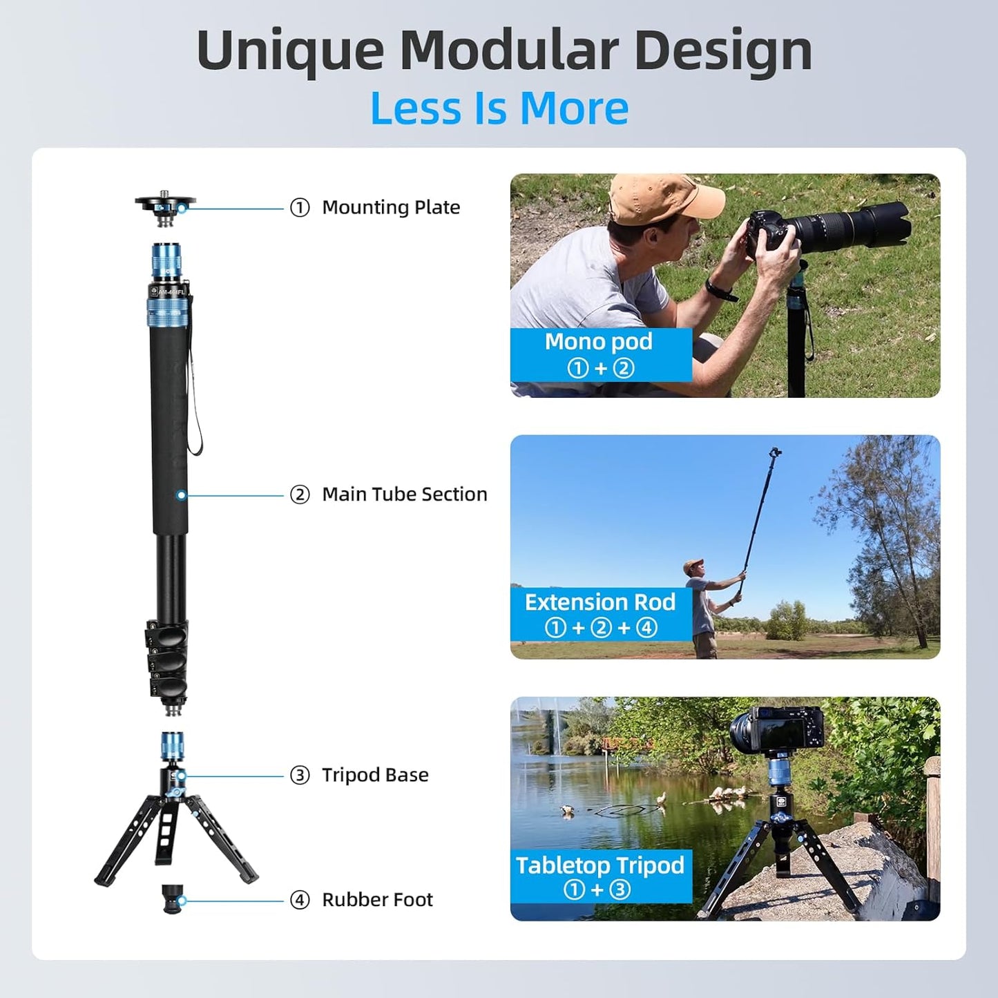Sirui AM-404FL Aluminum Travel Video Monopod with Removable Base