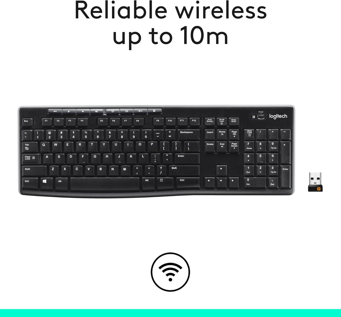 Logitech 920-003051 K270 Wireless Keyboard Long Battery Life
