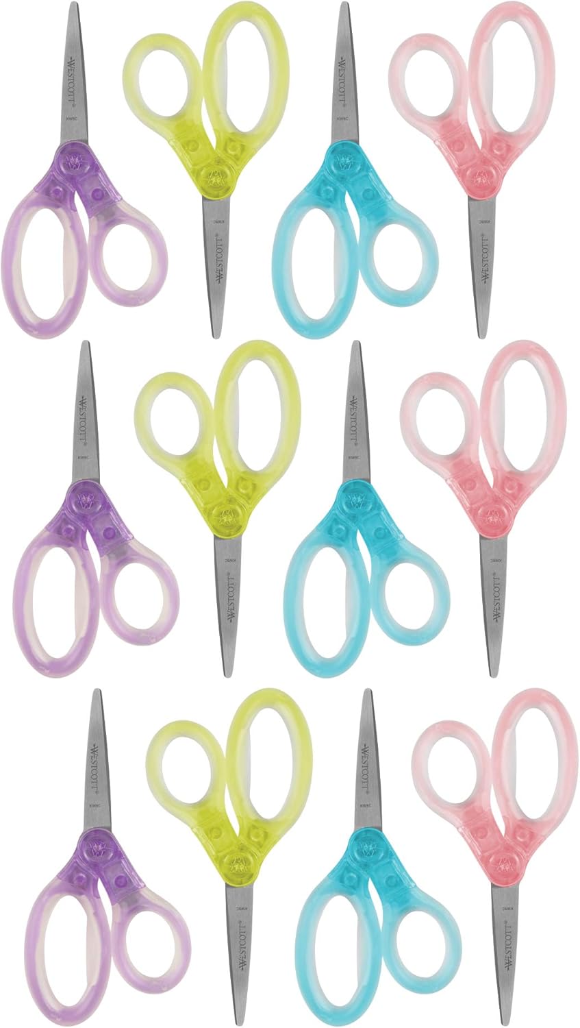 Westcott 67550 Jellies 5" Kids Scissors 12 Pack