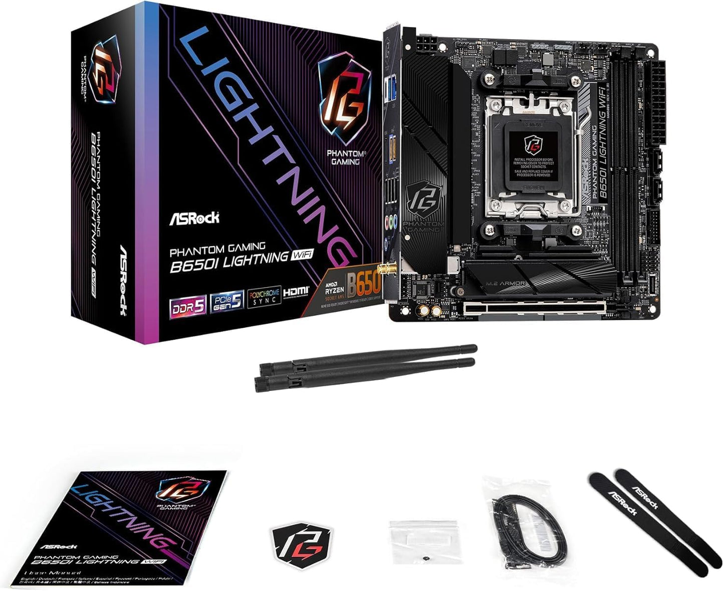 ASRock 90-MXBMP0-A0UAYZ B650I Lightning WiFi Mini-ITX Motherboard