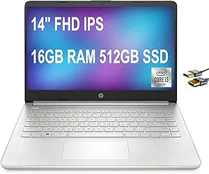 HP 14 Laptop 14" FHD Intel i3 16GB RAM 512GB SSD