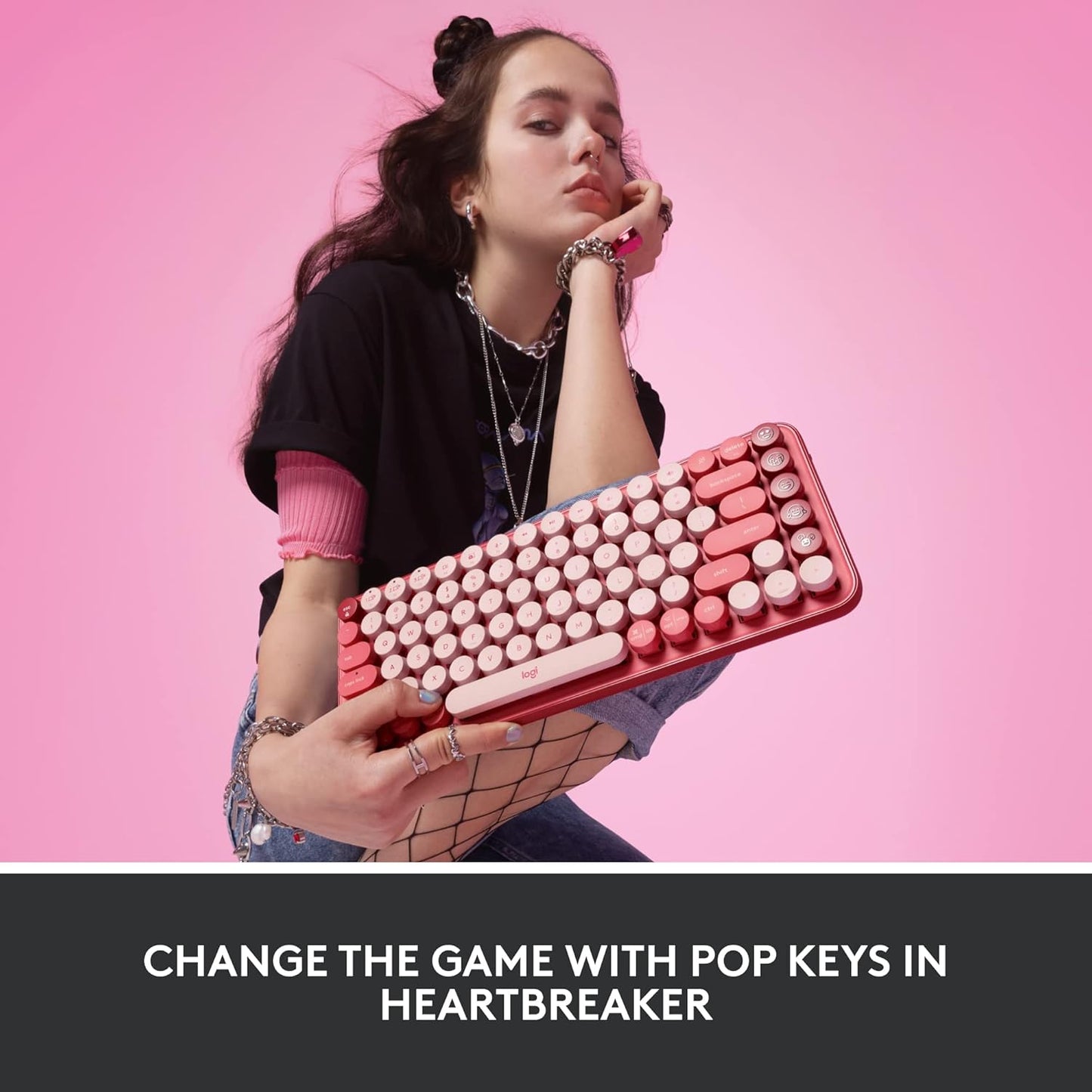 Logitech 920-010709 POP Keys Heartbreaker Rose Mechanical Keyboard