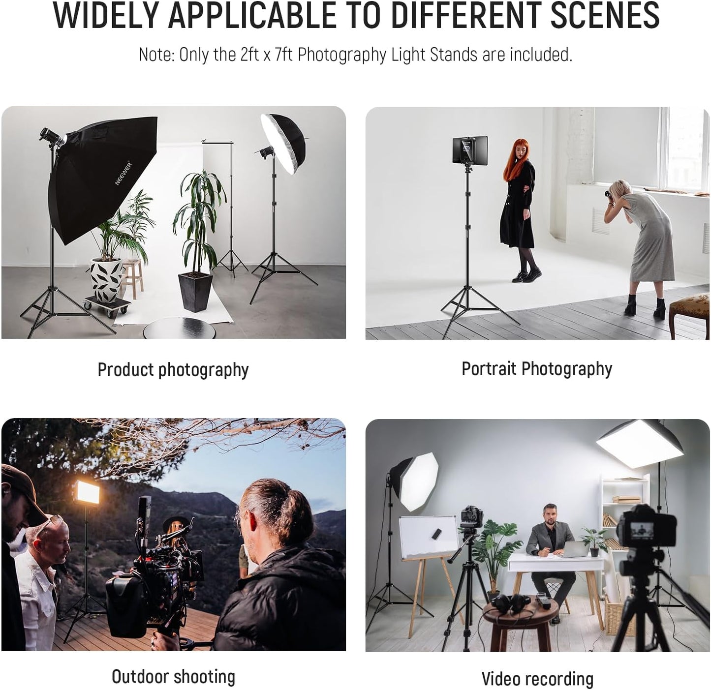 Neewer 90084538 7ft Photography Light Stands 2-Pack