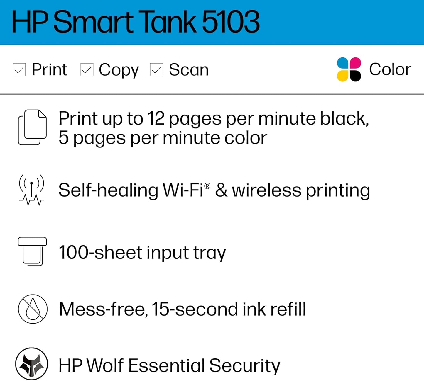 HP 5D1B2A#B1H Smart Tank 5103 Wireless Ink Tank Printer