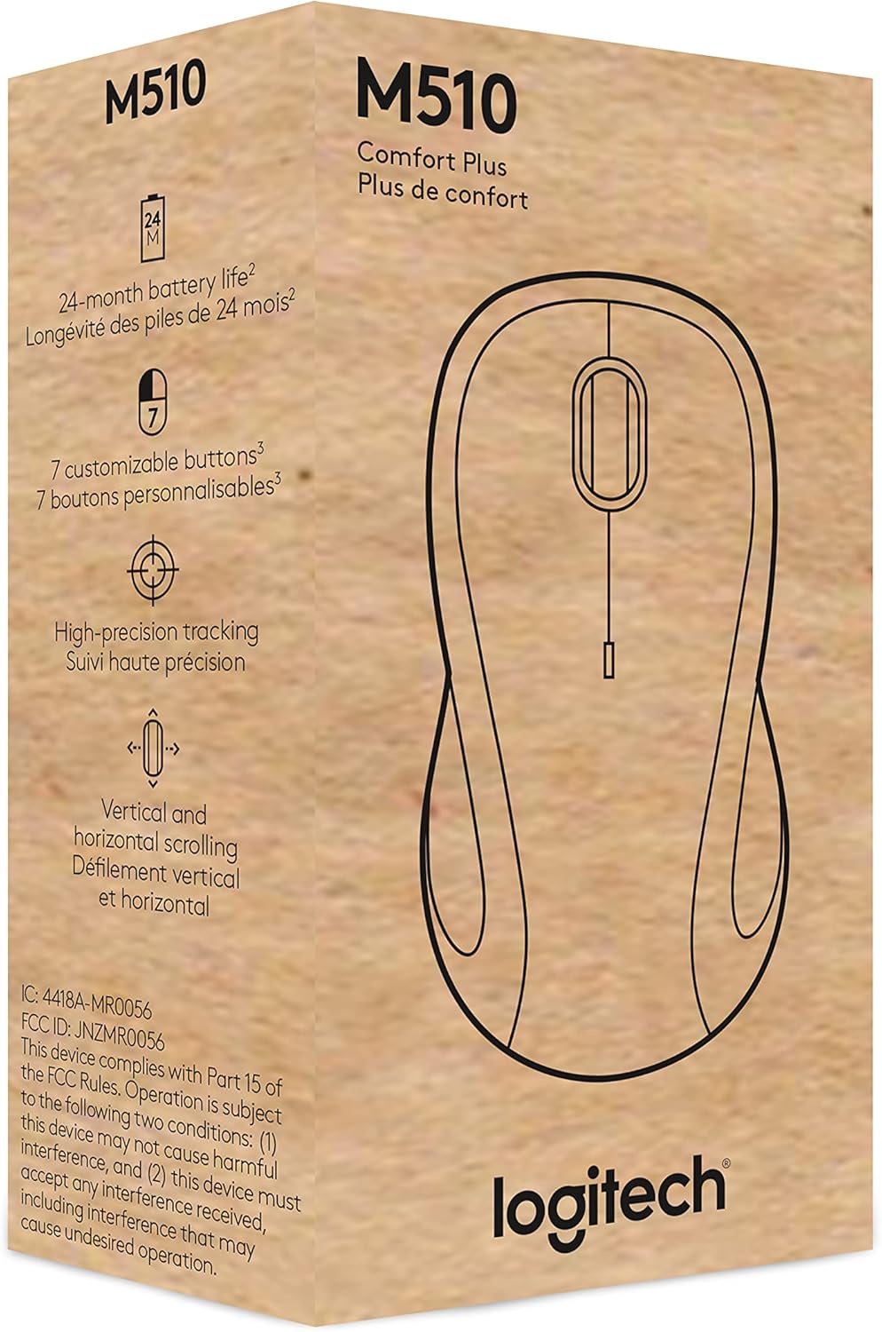 Logitech 910-006030 M510 Wireless Mouse - Graphite USB Receiver