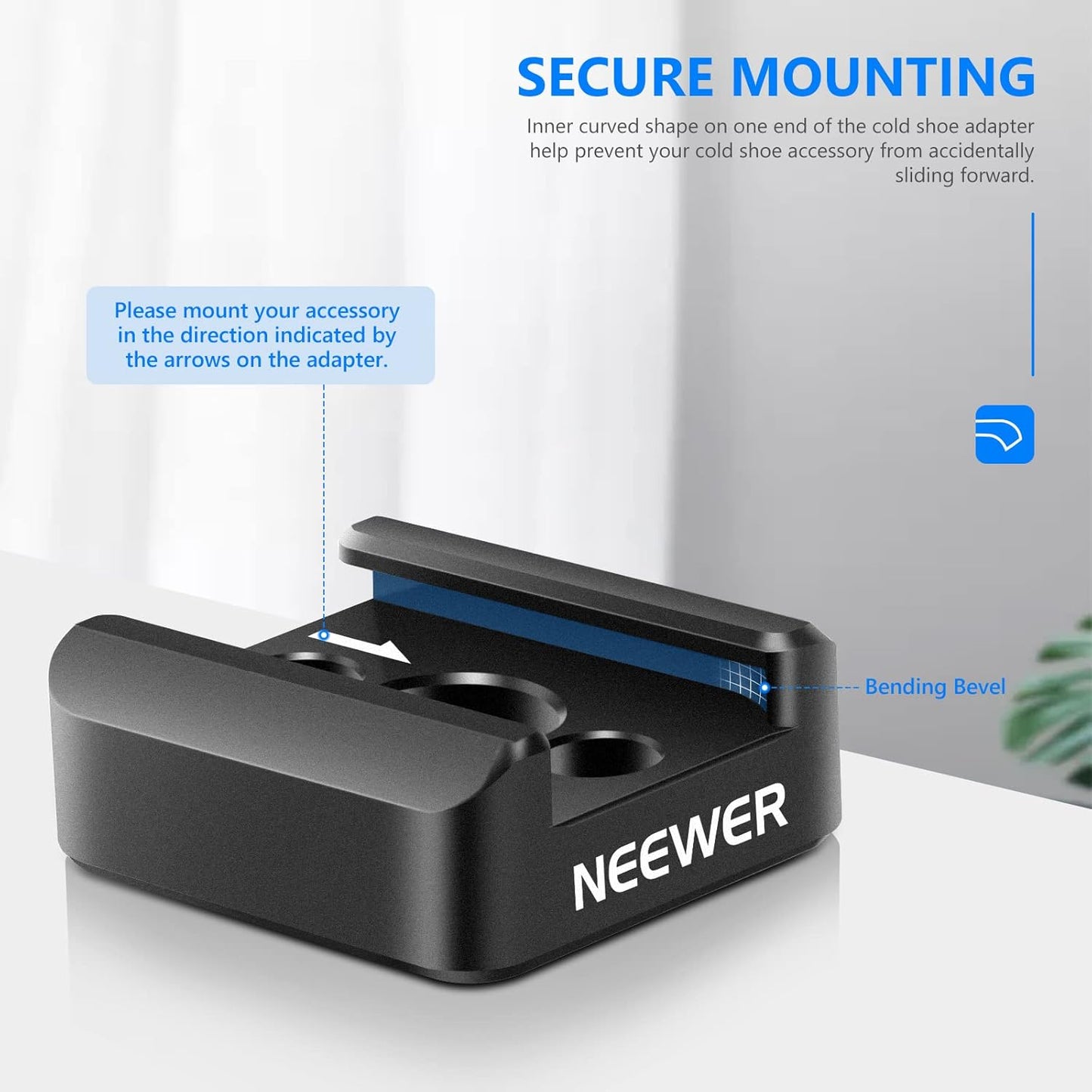 Neewer ST26 Cold Shoe Mount Adapter 2-Pack 1/4" Thread