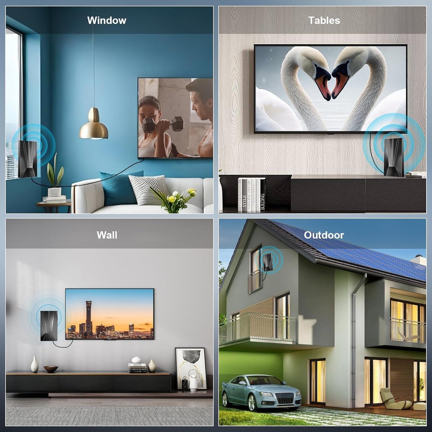 HP TV Antenna Indoor Outdoor 600 Mile Range