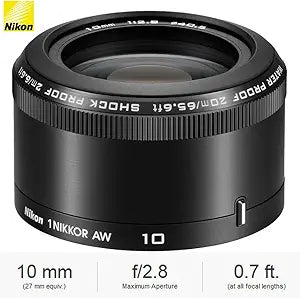 Nikon CRTNK1AW10F28KRB 1 NIKKOR AW 10mm f/2.8 Lens Renewed