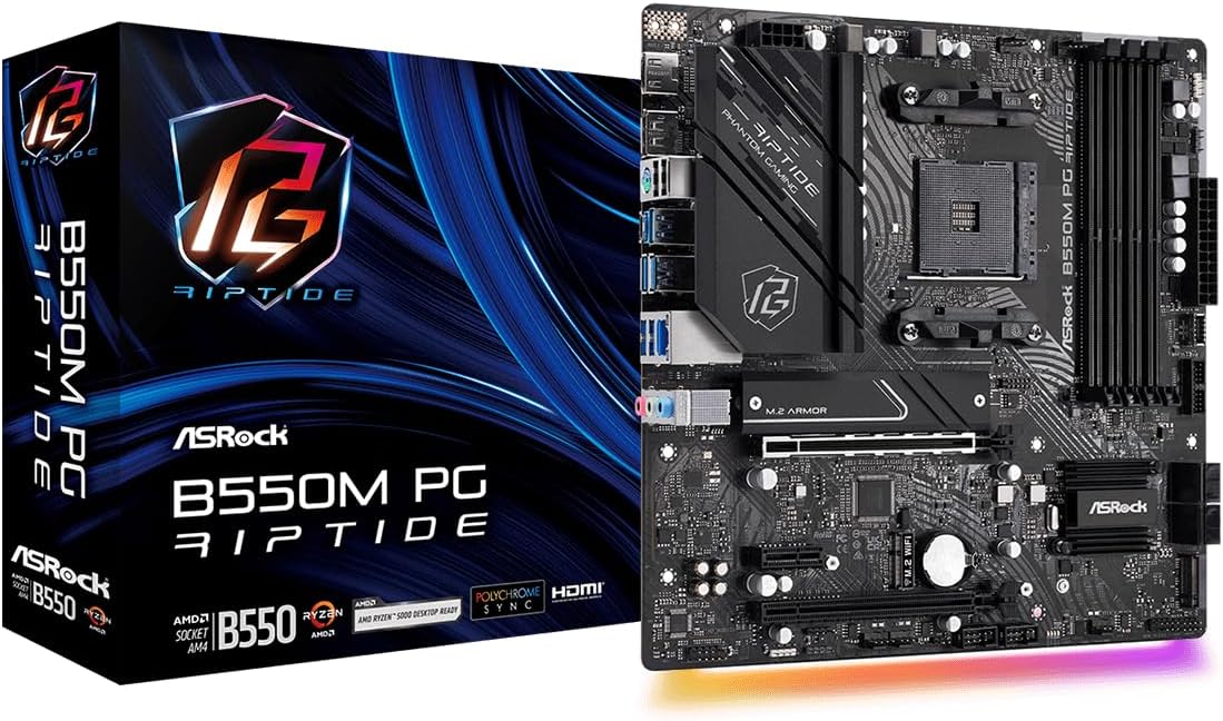 ASRock 90-MXBI90-A0UAYZ B550M Phantom Gaming Riptide Motherboard