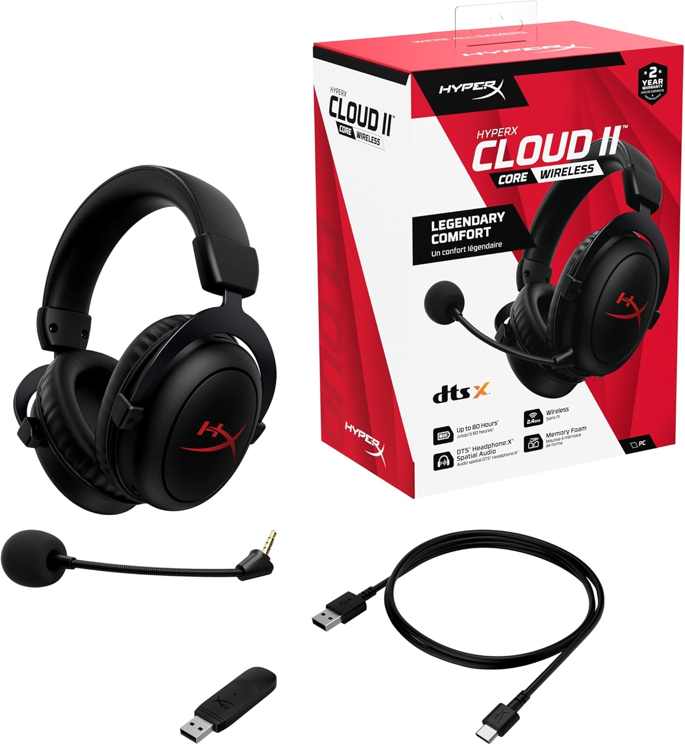 HyperX 6Y2G8AA Cloud II Core Wireless Gaming Headset - DTS Audio