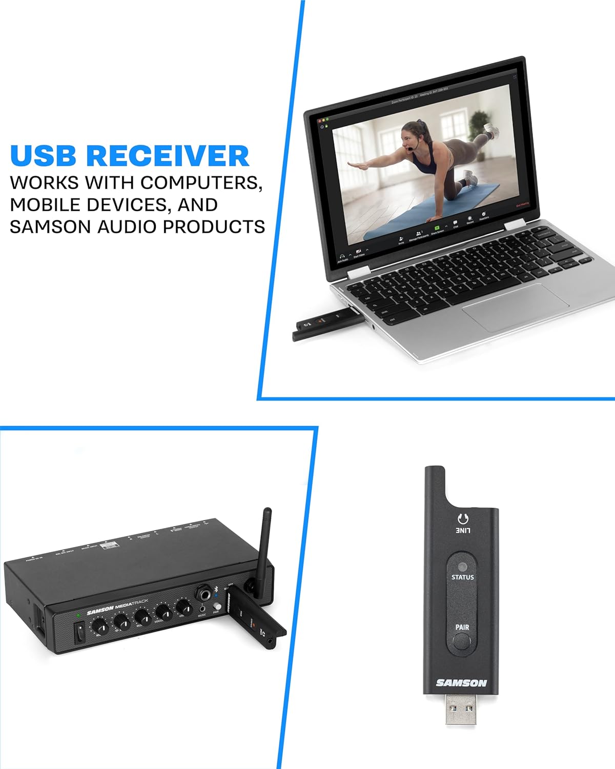 Samson AirLine XD Fitness Headset USB Digital Wireless System