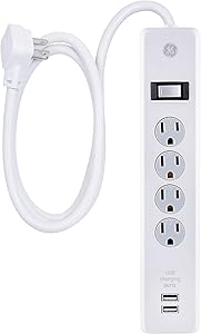 GE 36391 4-Outlet Surge Protector 2 USB Ports