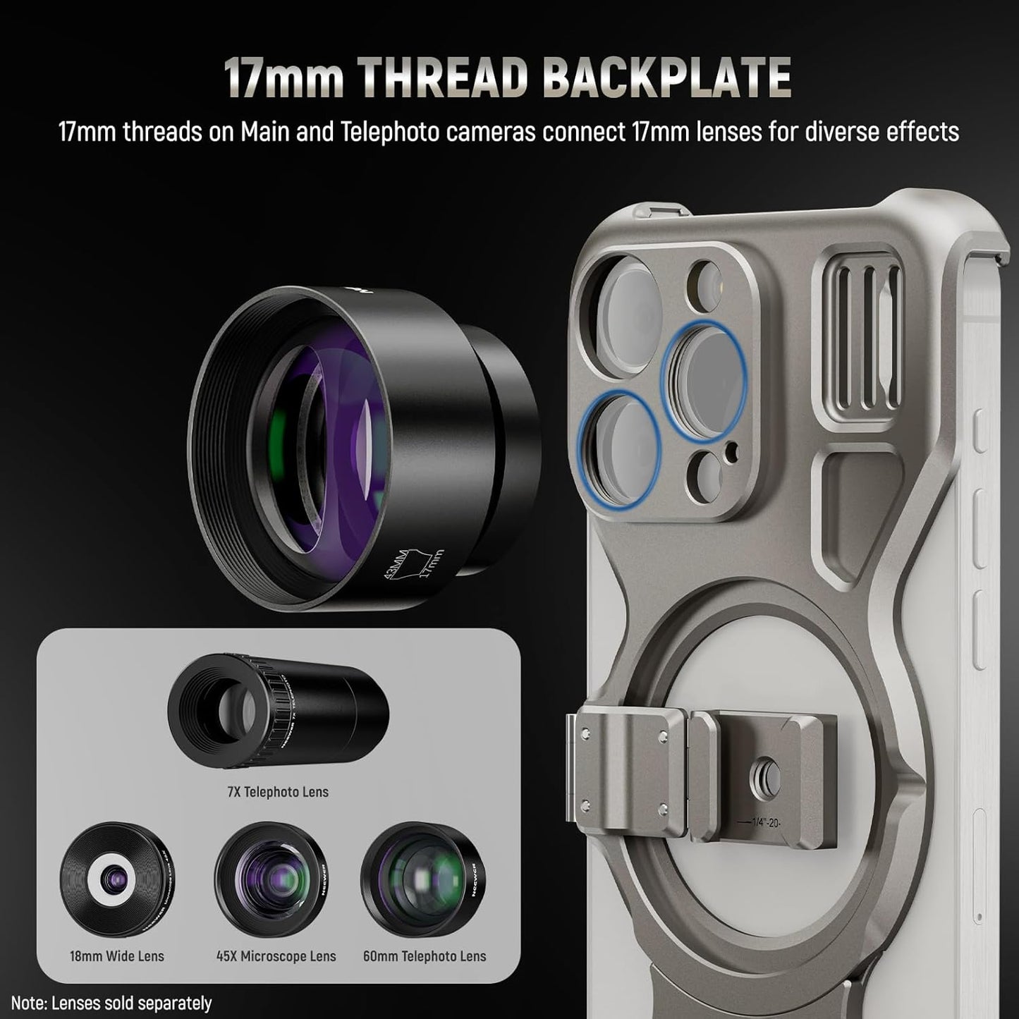 Neewer PA068 LiteArmor Metal Frame Case - iPhone 15 Pro Max