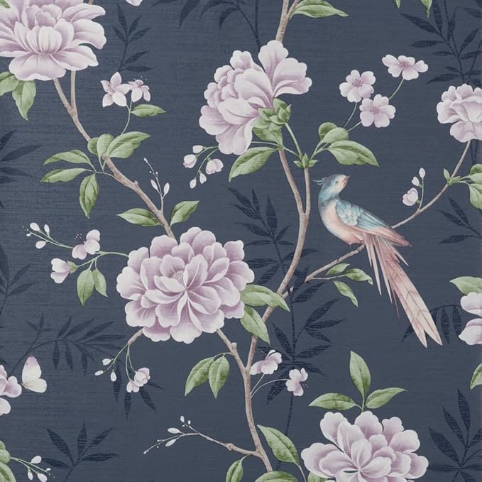 Crown M1723 Akina Navy Floral Wallpaper Elegant Interiors — main product image