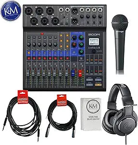 K&M LiveTrak L-8 Digital Mixer Recording Bundle