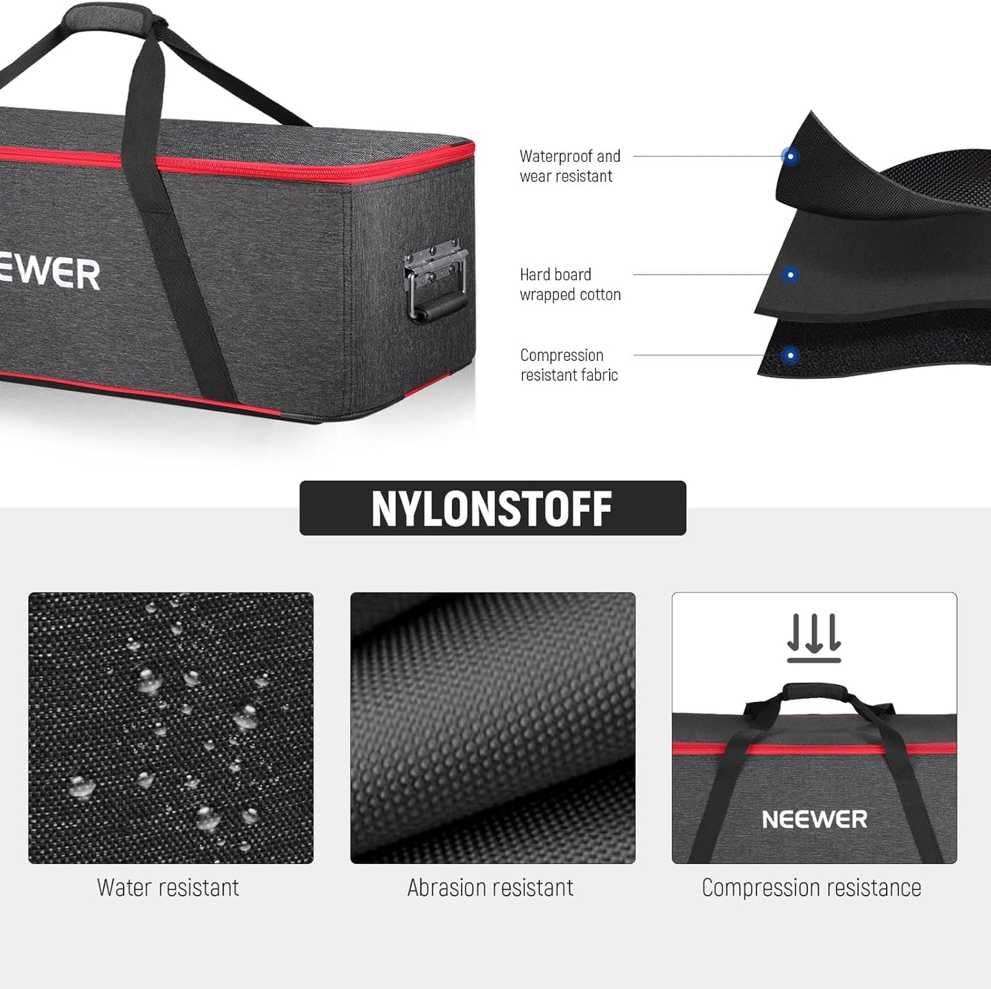 Neewer Trolley Case Photo Studio Equipment Bag - Rolling Tripod Case