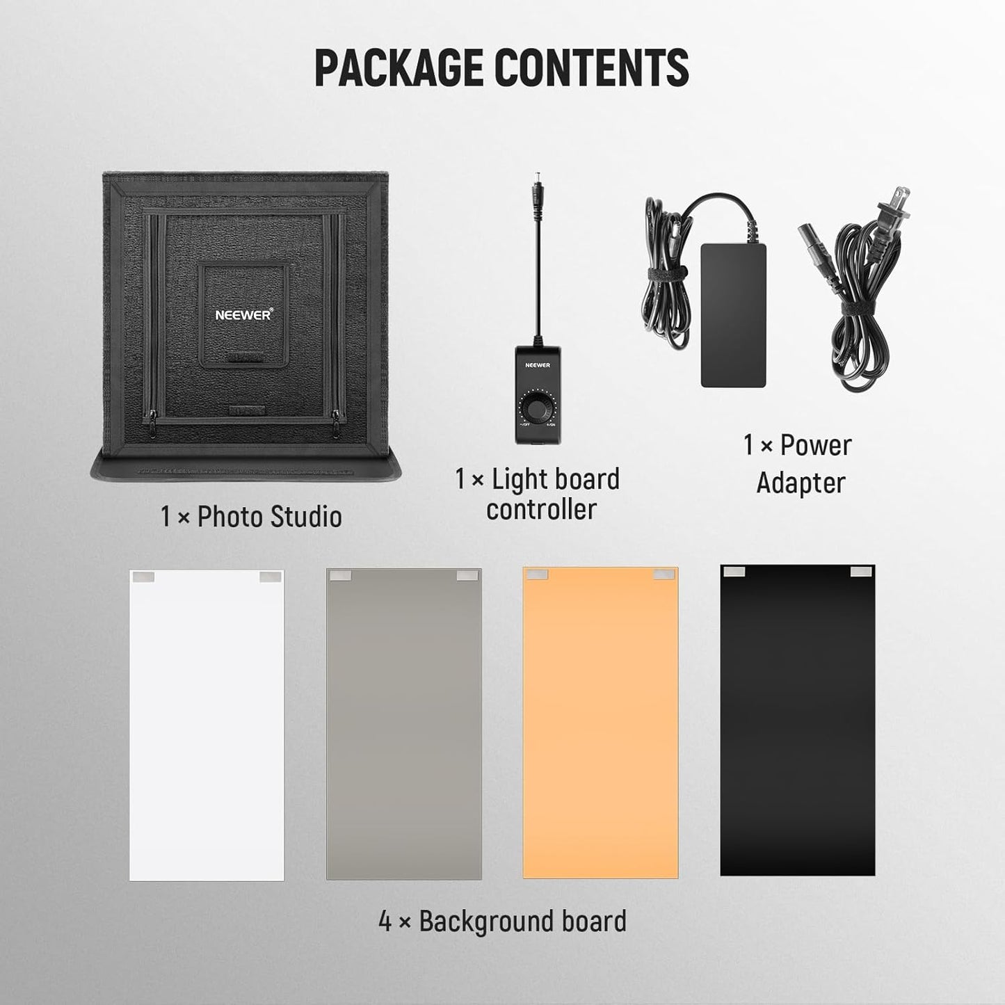 NEEWER LP50 Light Box - 20"x20", Dimmable LED, 4 Backdrops