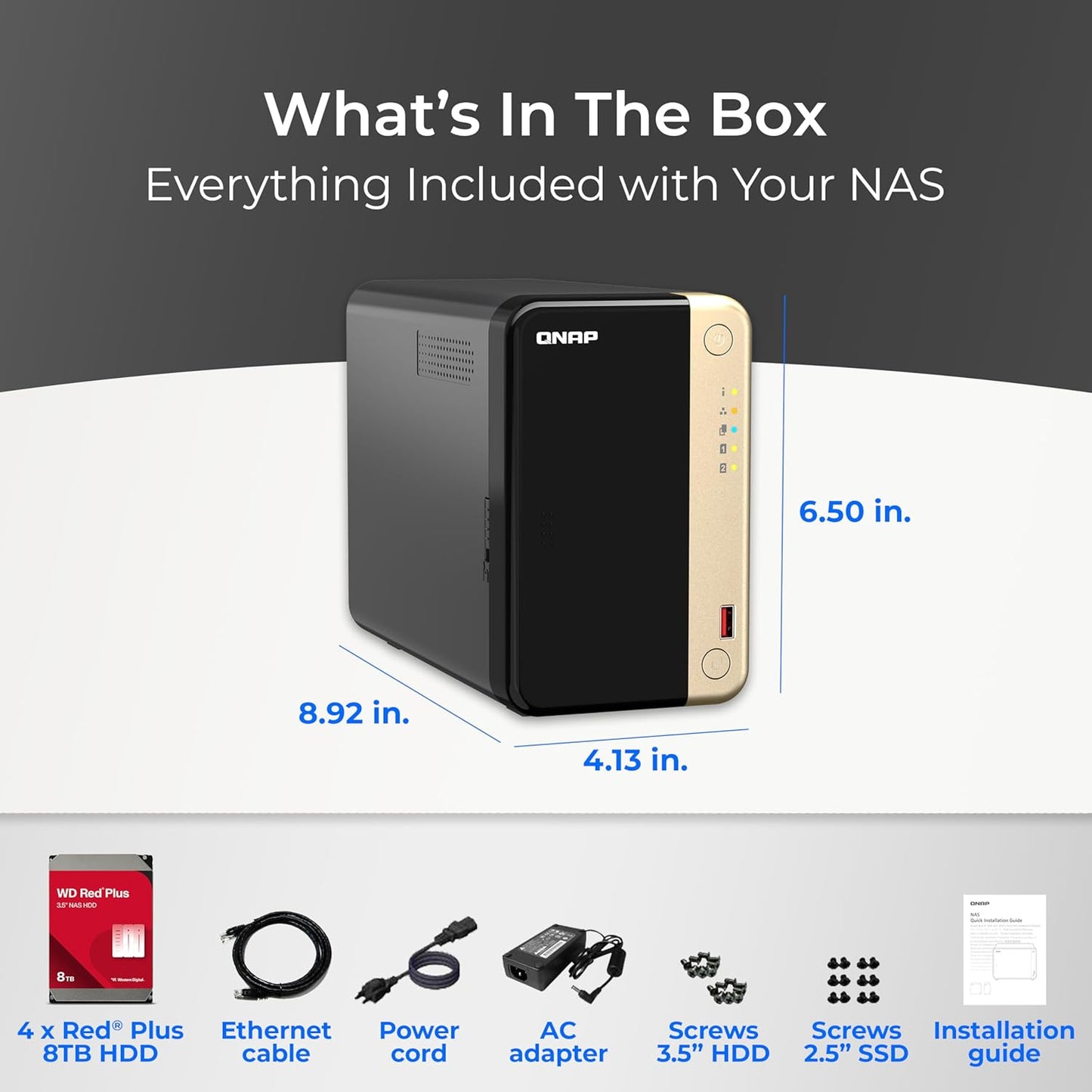 QNAP TS-264-8G-28WD-US 2-Bay NAS 8TB WD Red RAID Bundle