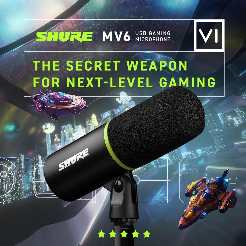 Shure MV6 Gaming Microphone: USB, Dynamic, Noise Cancelling