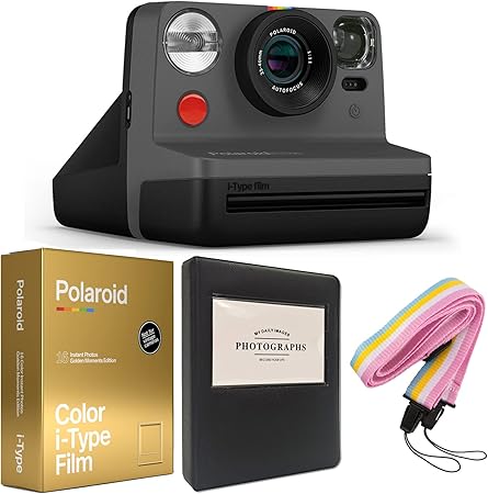 Polaroid Now I-Type Instant Camera Bundle, Black + Golden Moments Film