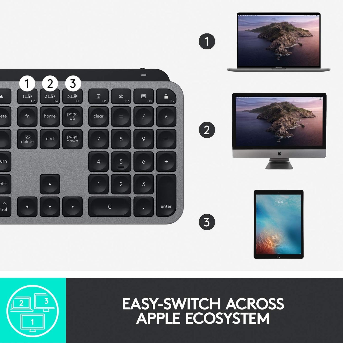 Logitech 920-009552 MX Keys for Mac Wireless Keyboard - Space Gray