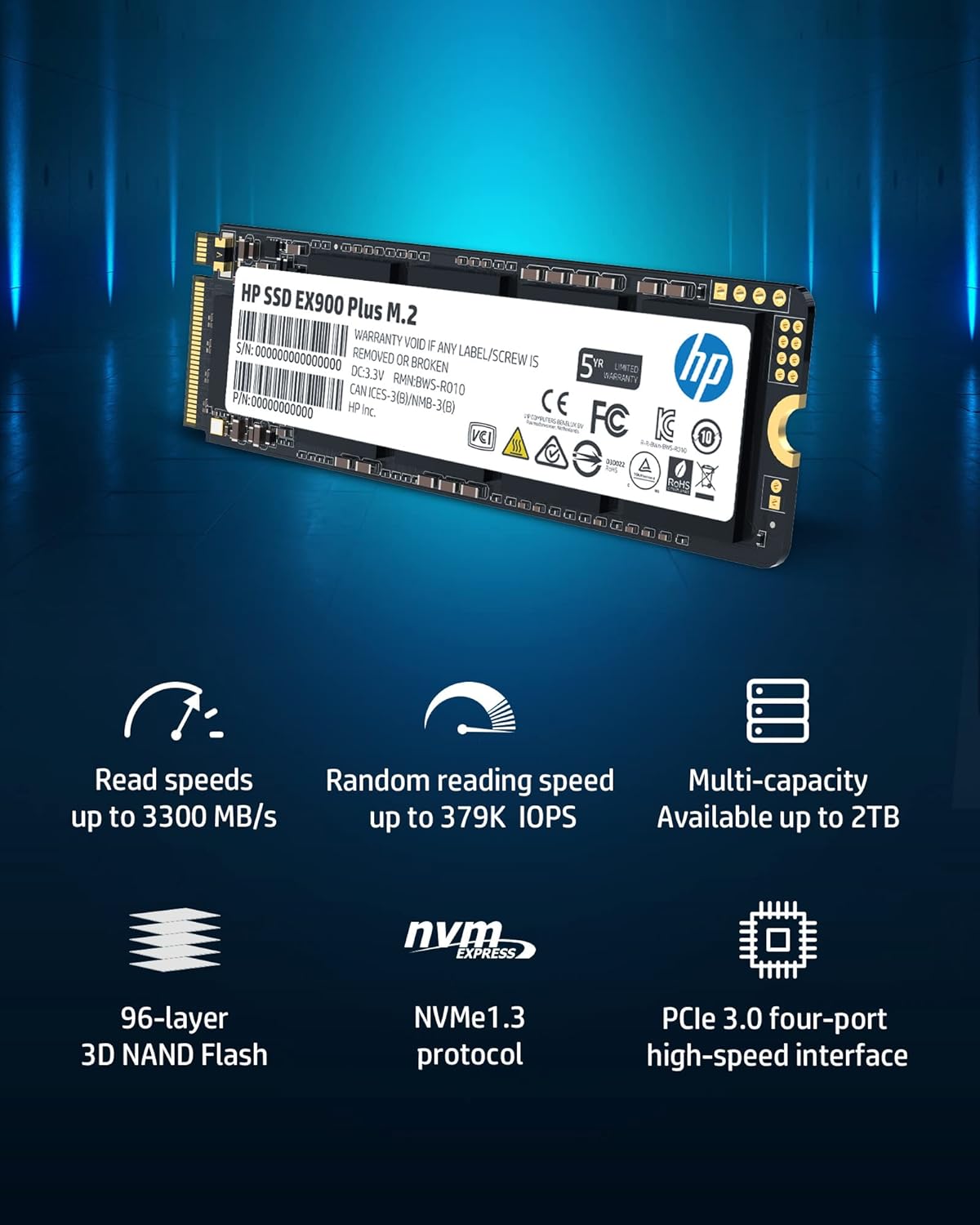HP 35M35AA#ABA EX900 Plus 2TB NVMe M.2 SSD