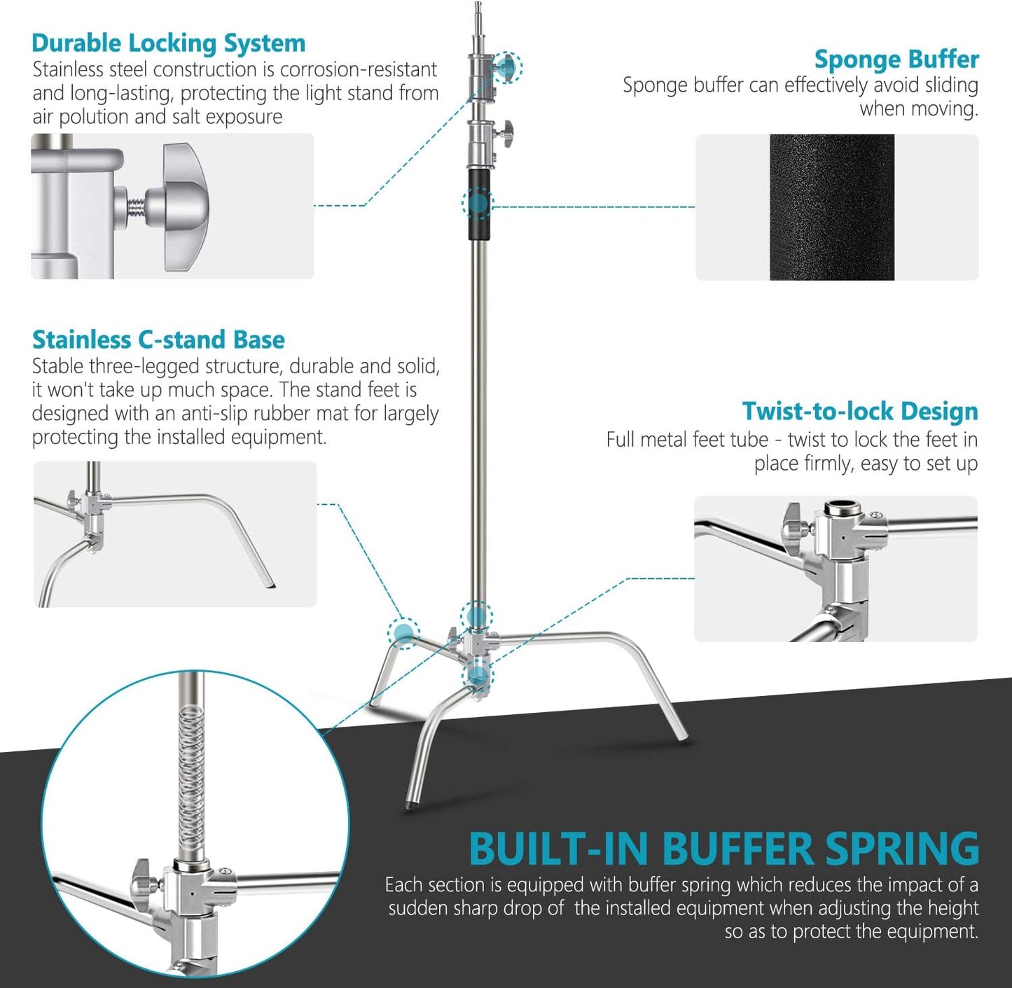Neewer ST-C-CB 10ft C-Stand Light Stand Boom Arm Kit