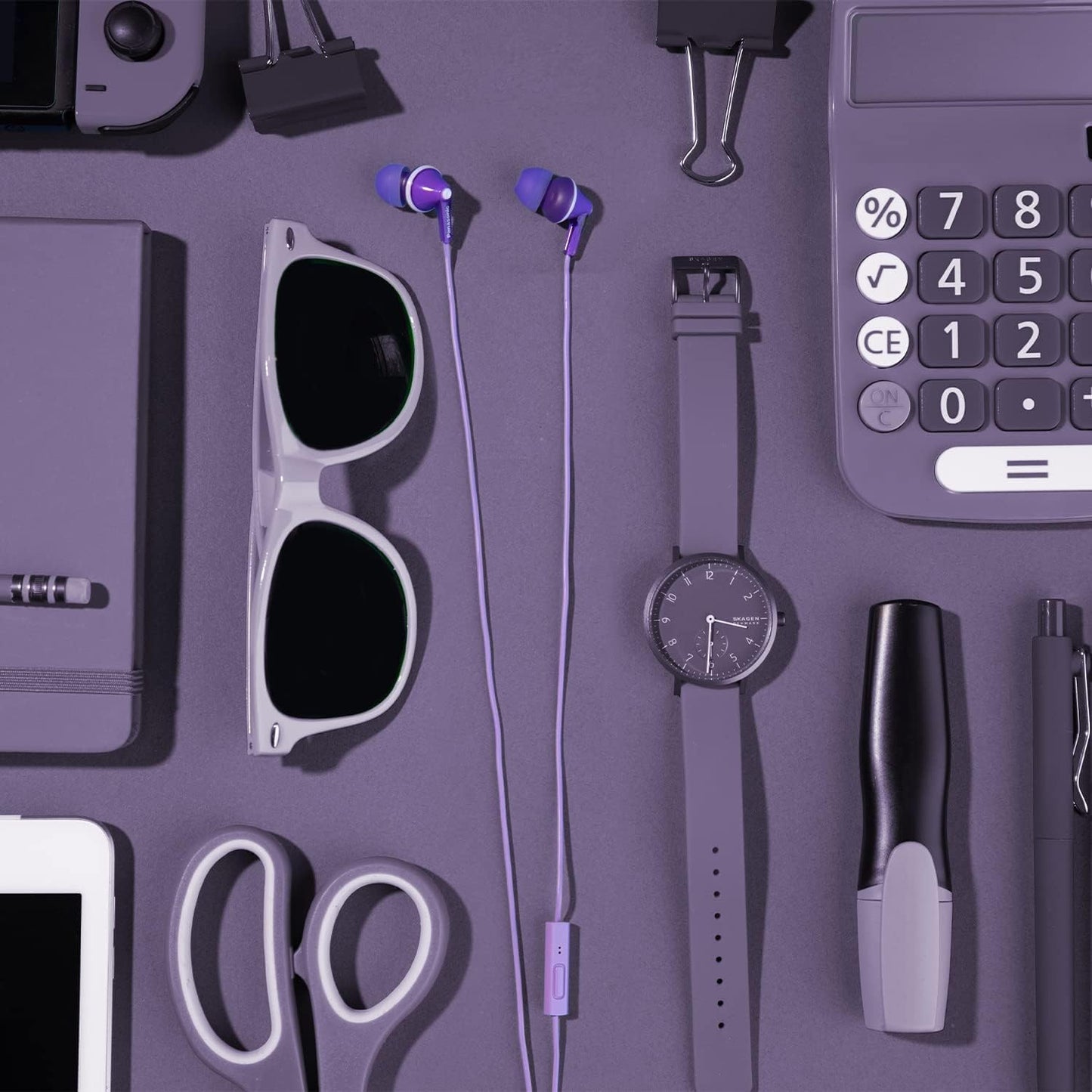 Panasonic RP-TCM125-V ErgoFit Purple Wired Earbuds Mic