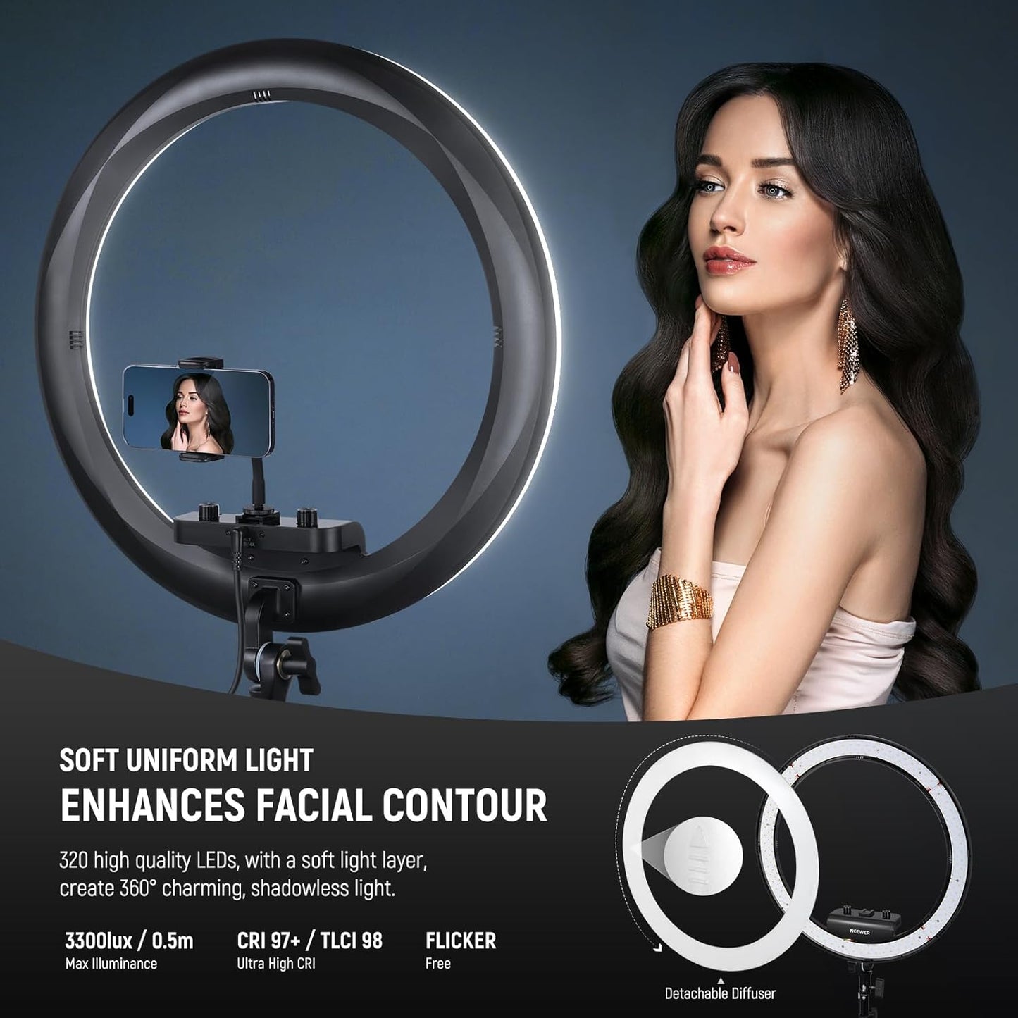 Neewer RP18B Pro 18-inch LED Ring Light Kit