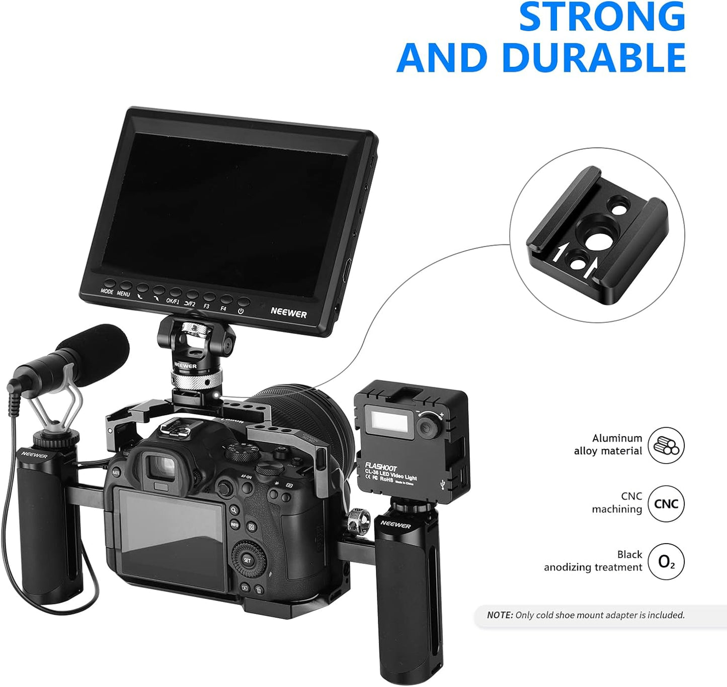 Neewer ST26 Cold Shoe Mount Adapter 2-Pack 1/4" Thread