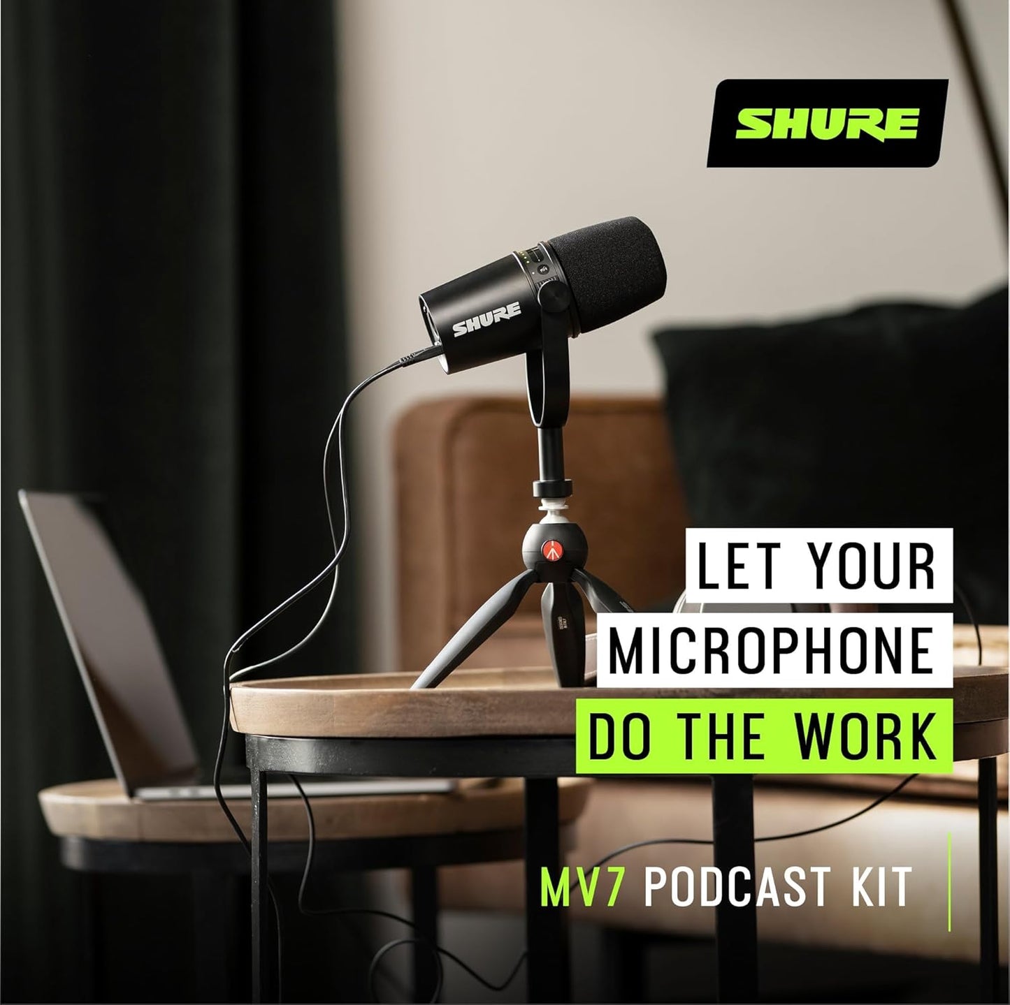 Shure MV7-K-BNDL USB Podcast Microphone with Tripod