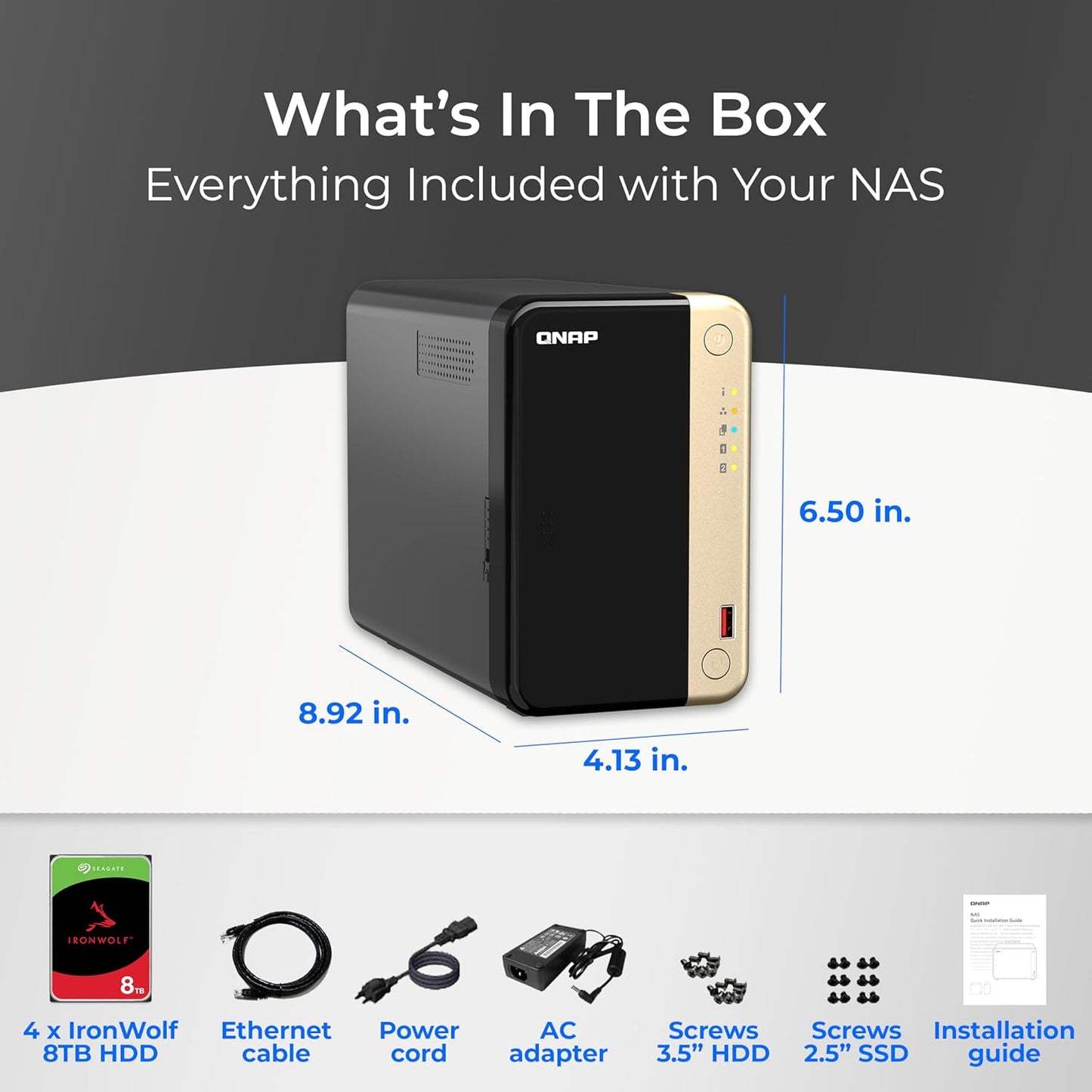 QNAP TS-264-8G 2-Bay NAS 8TB RAID 1 IronWolf Bundle