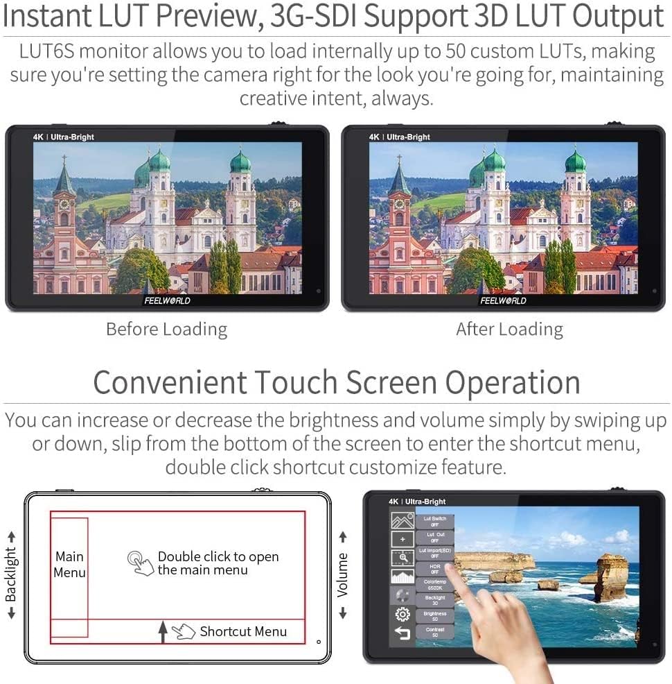 FEELWORLD LUT6S 6" 2600nit SDI HDMI Monitor Kit