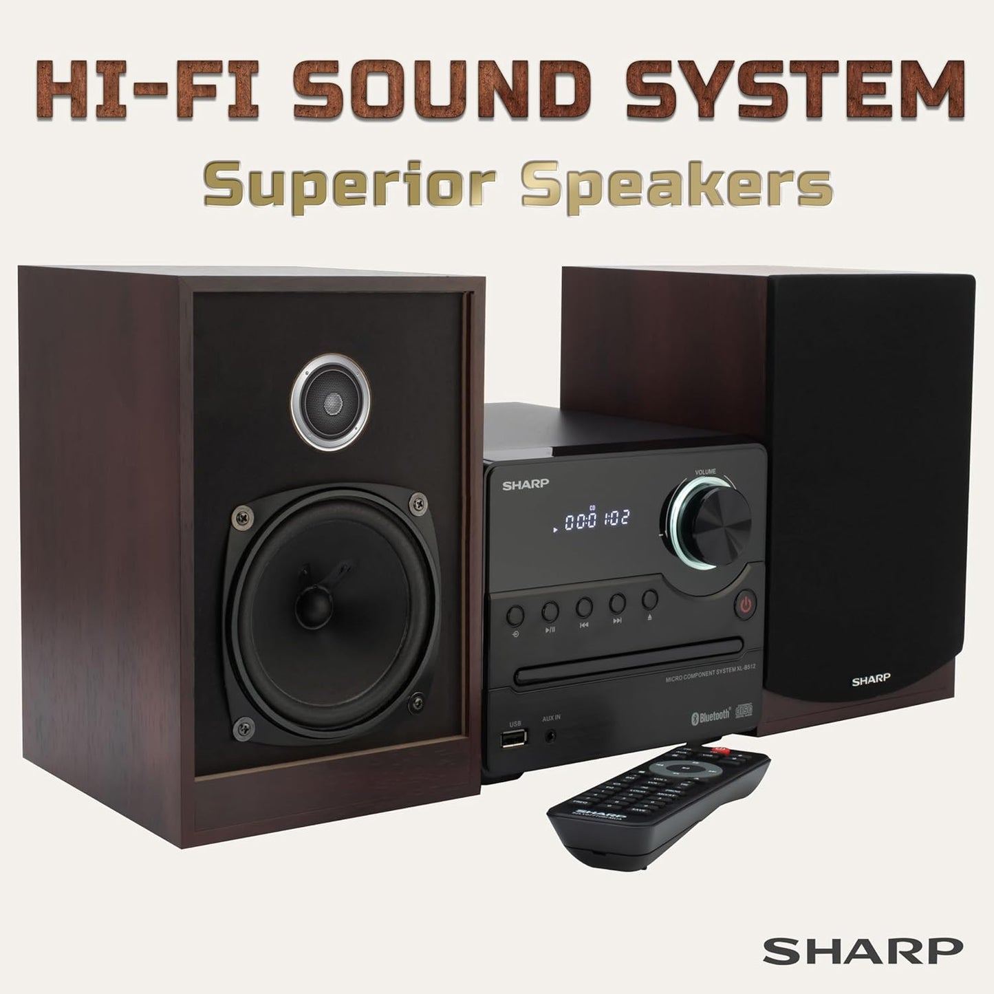 Sharp XL-B512 Bluetooth CD Micro System - Mahogany Oak