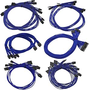 EVGA 100-CU-1300-B9 Sleeved Power Supply Cable Set Blue