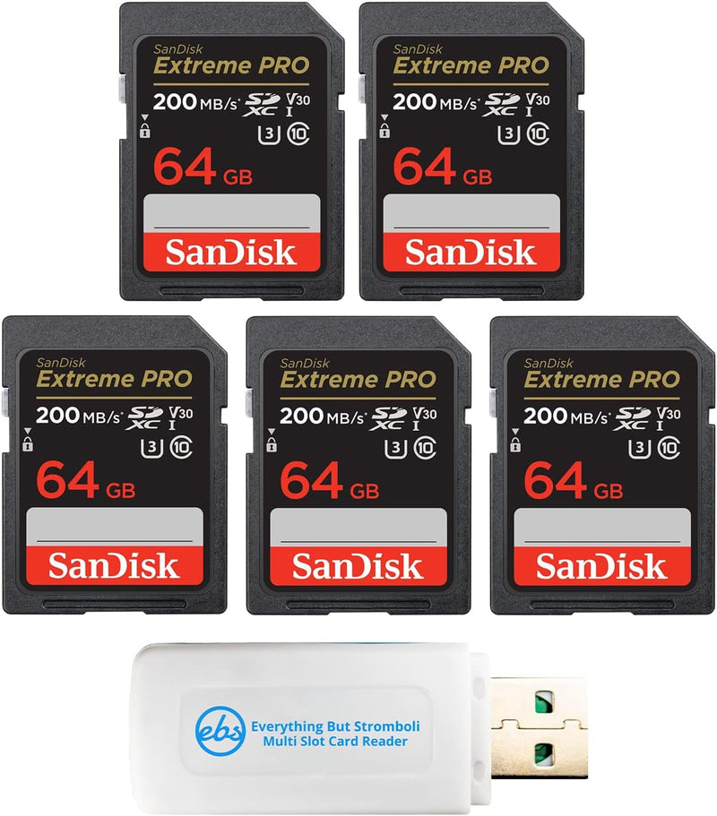 SanDisk 64G_SD_Extreme_Pro_X5_R6BLK Extreme Pro 64GB SD Card 5-Pack — main product image