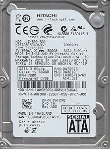 Hitachi HTS725050A9A362 500GB SATA 2.5" Hard Drive