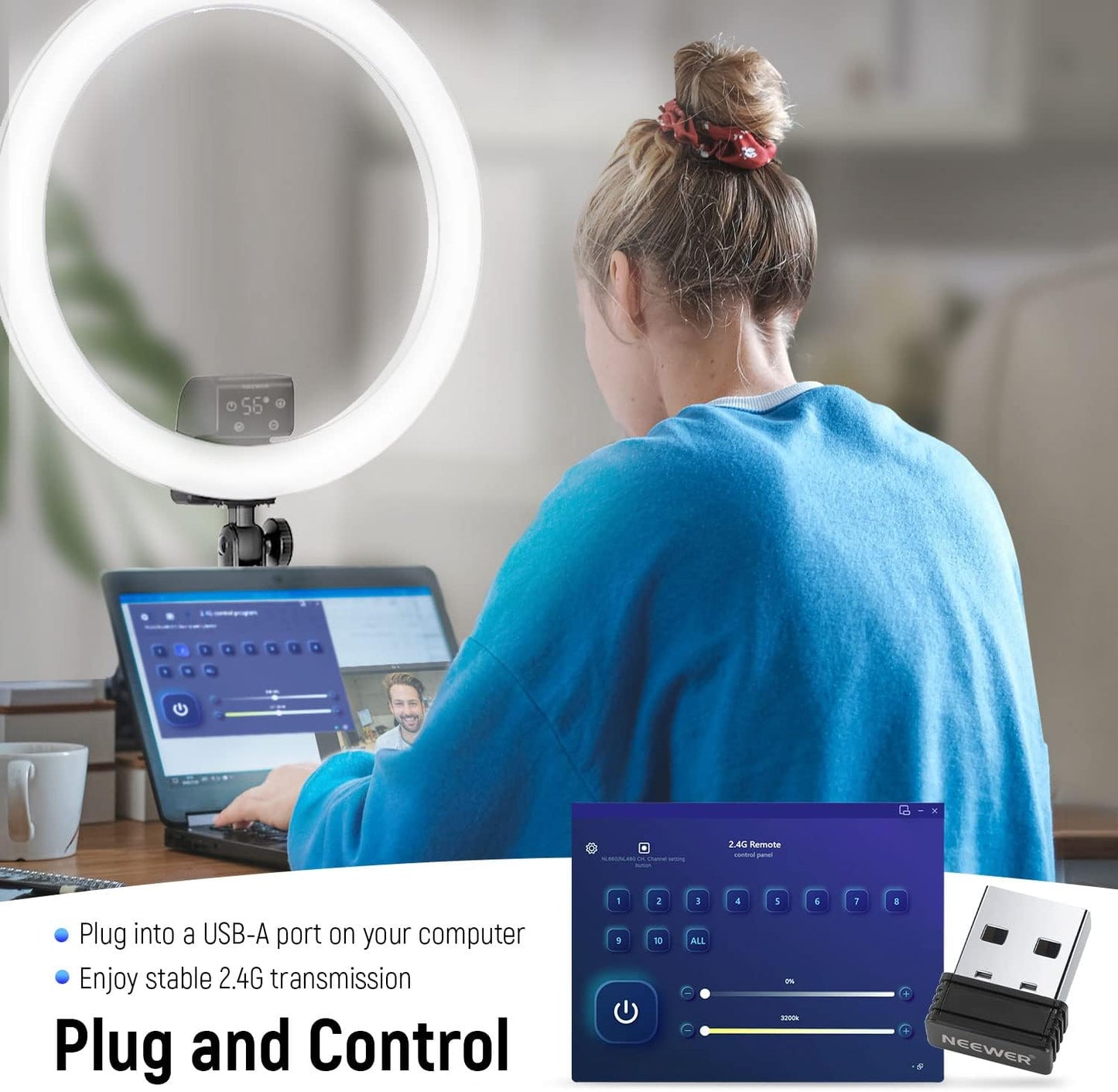 Neewer 10100593 2.4G Wireless USB LED Light Transmitter