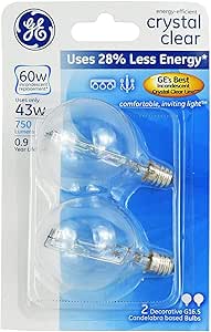 GE 60202 Halogen 43w G16.5 Cand Light Bulb