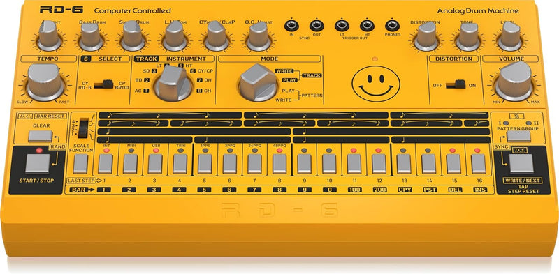Behringer RD-6-AM Analog Drum Machine USB Yellow — main product image