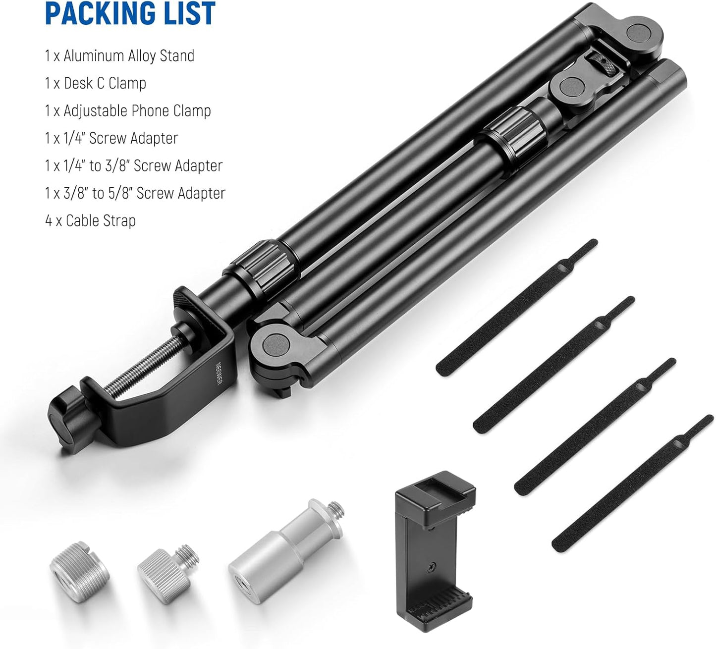 Neewer 10103795 Overhead Camera Mount Stand Phone Holder