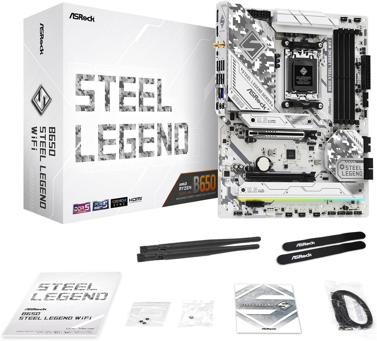 ASRock 90-MXBN90-A0UAYZ B650 Steel Legend WiFi Motherboard