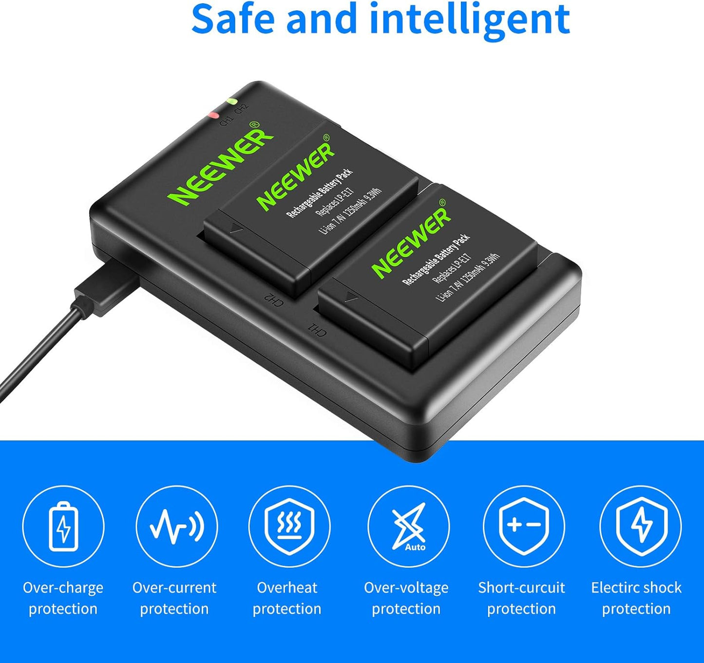 Neewer 10093319 LP-E17 Replacement Battery Charger Kit