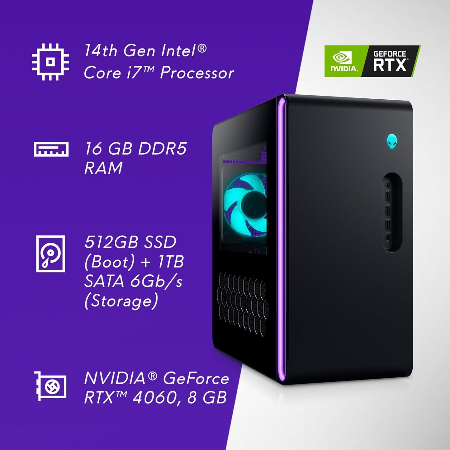 Alienware AWAUR16-7905BLK-PUS Aurora R16 RTX 4060 Gaming PC