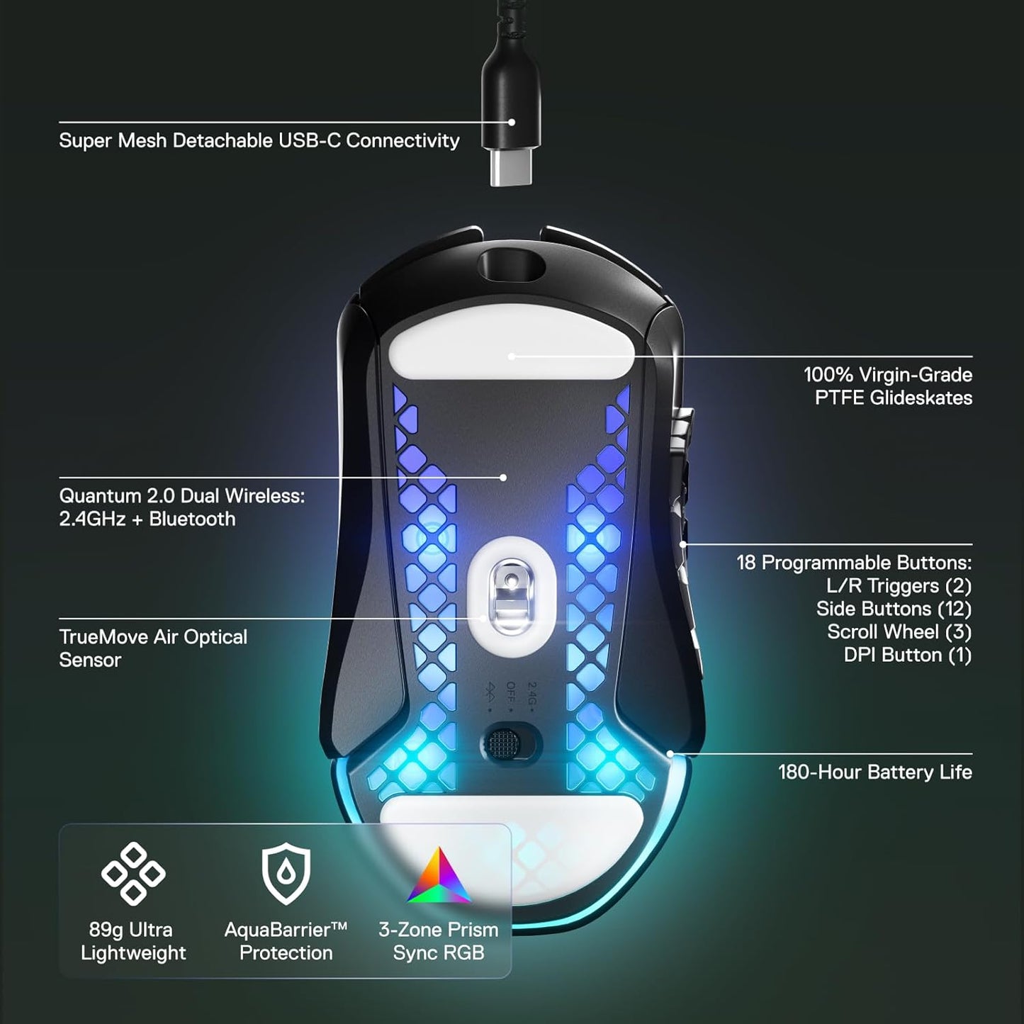 SteelSeries 62618 Aerox 9 Wireless RGB Gaming Mouse