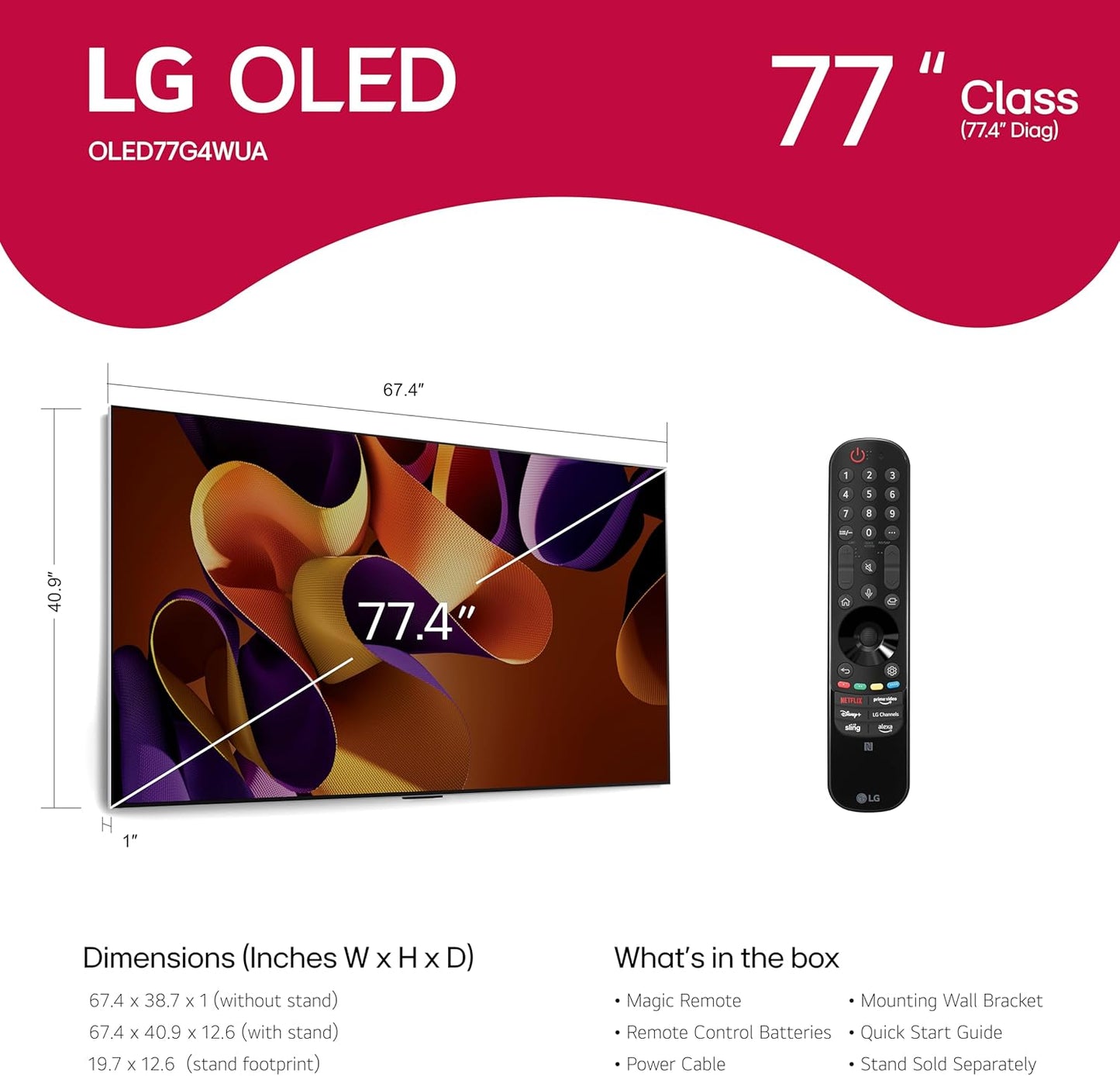 LG OLED77G4WUA 77" 4K OLED evo Smart TV