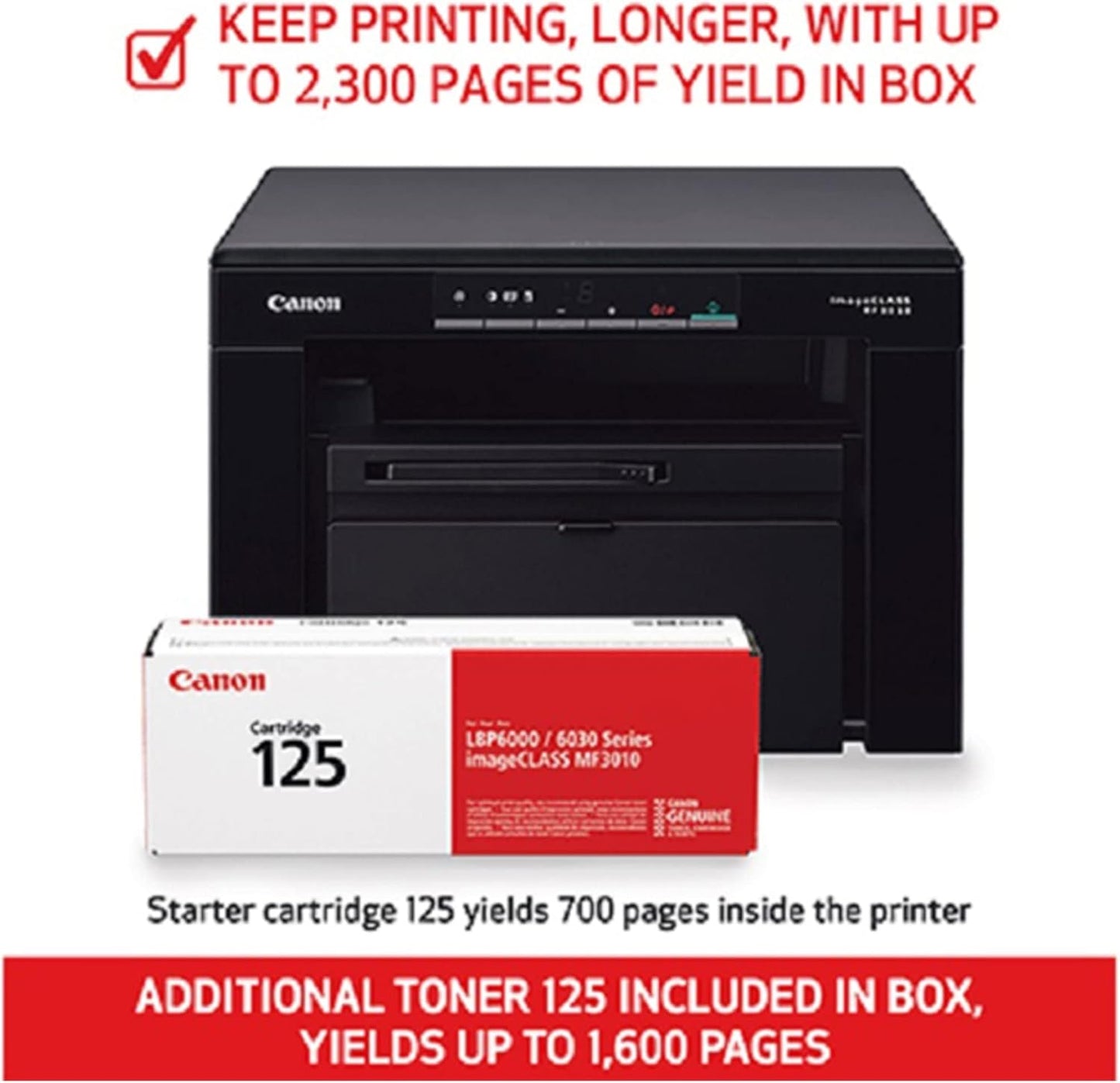 Canon 5252B037 imageCLASS MF3010 Monochrome Laser Printer