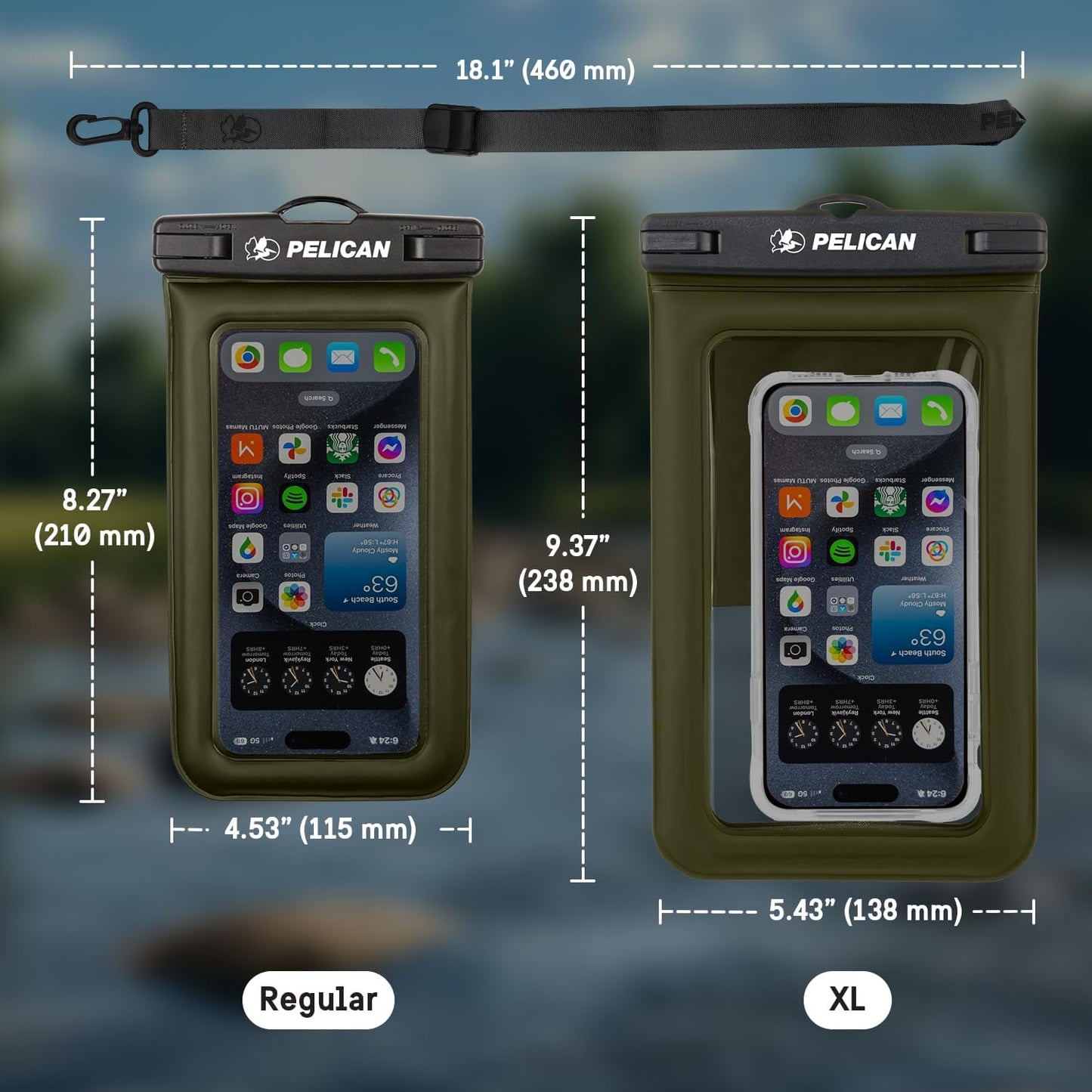 Pelican PP043304 Marine Waterproof Floating Phone Pouch Olive