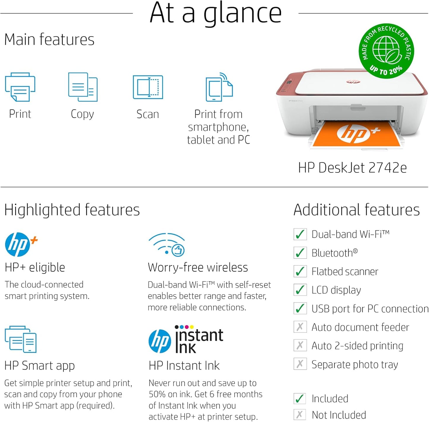 HP 2752e DeskJet Wireless All-in-One Printer