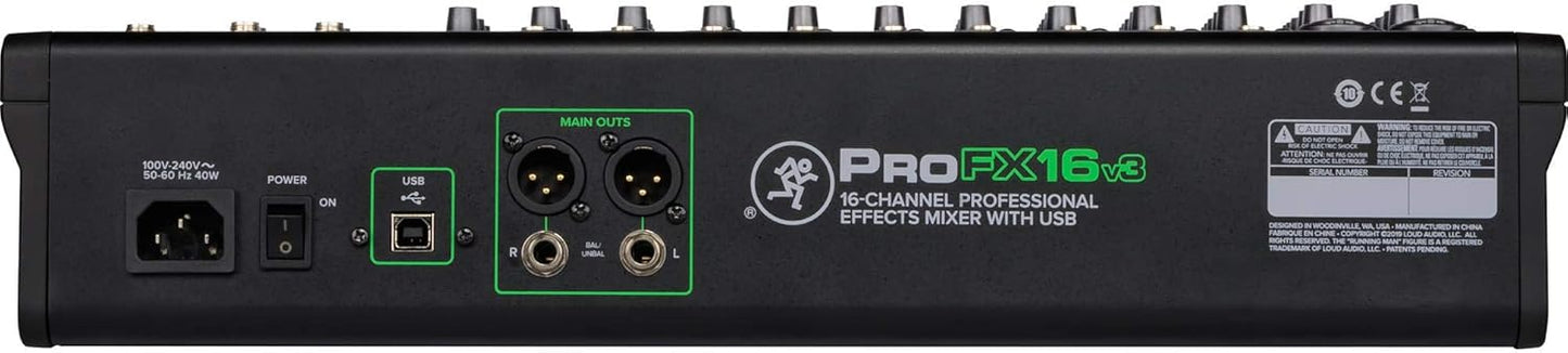 Mackie ProFX16v3 16-Channel Mixer USB Bundle
